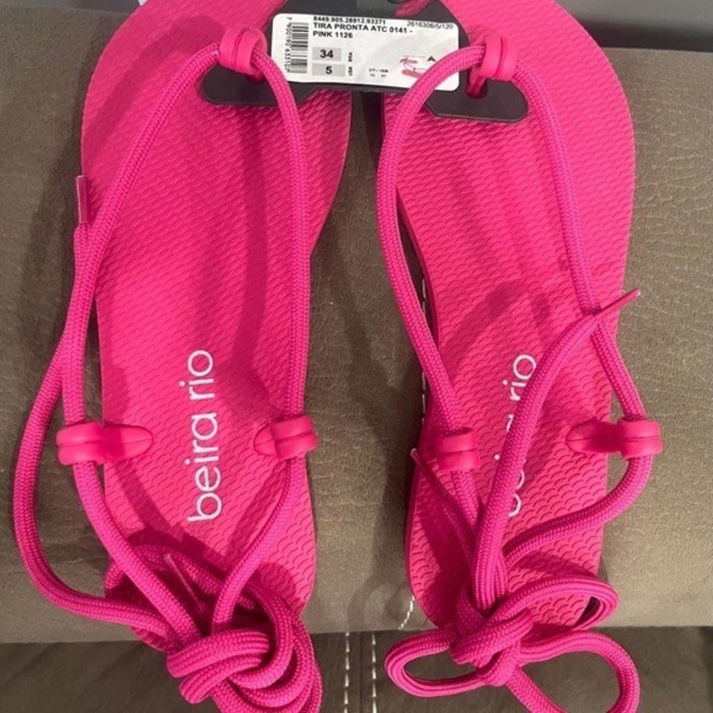 Beira Rio Women's Pink Rope Strap Sandals Size 6 Adjustable New with Tags